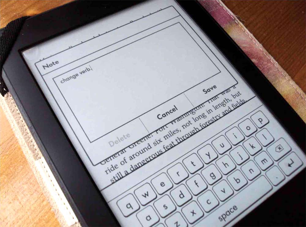 Kindle on-screen keyboard